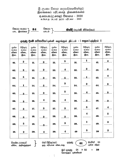 2020 A L Hindi Marking Scheme Old Syllabus Past Papers Wiki