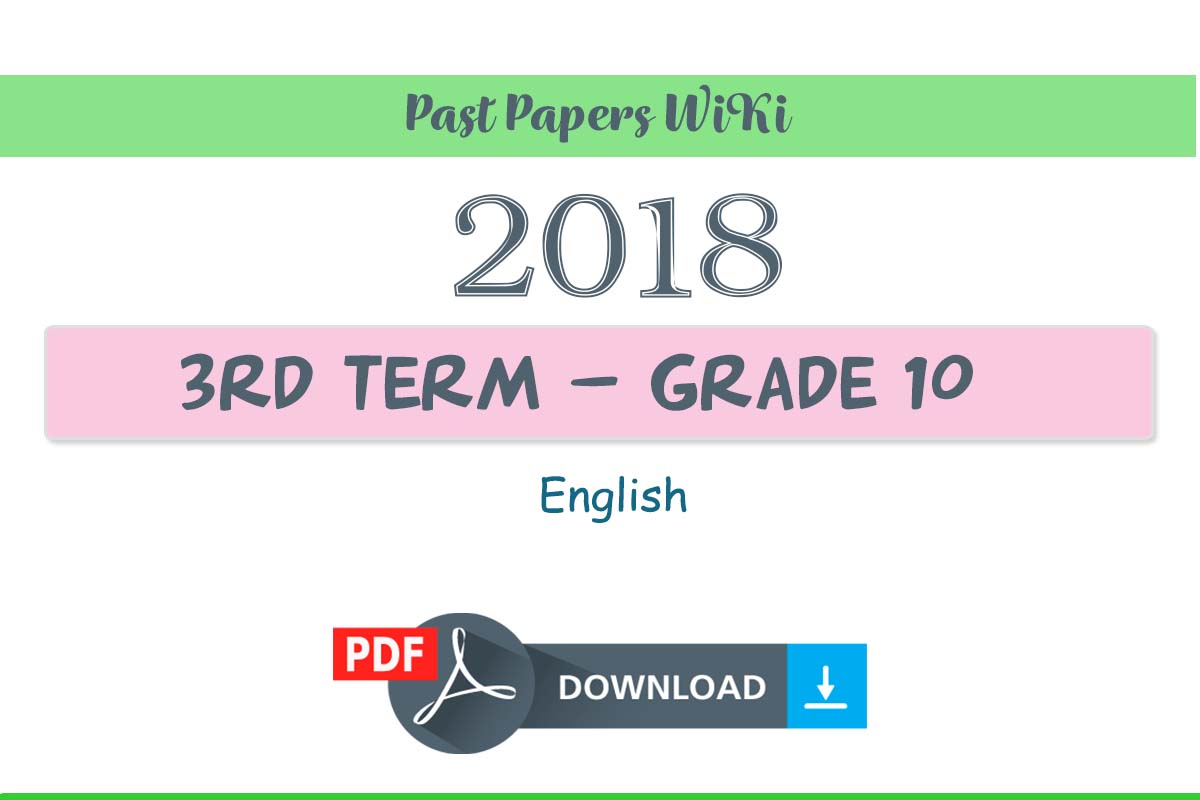 2018 Grade 10 English Third Term Test Paper