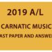 2019 A/L Carnatic Music past paper and answers