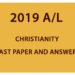 2019 A/L Christianity past paper and answers