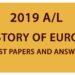 GCE A/L History of Europe past papers and answers 2019