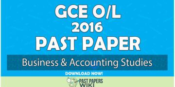2016 O/L Business & Accounting Studies Past Paper | English Medium