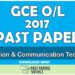 2017 O/L Information & Communication Technology Past Paper | English Medium