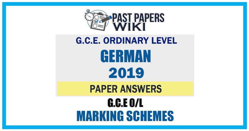 2019 O/L German Marking Scheme | English Medium
