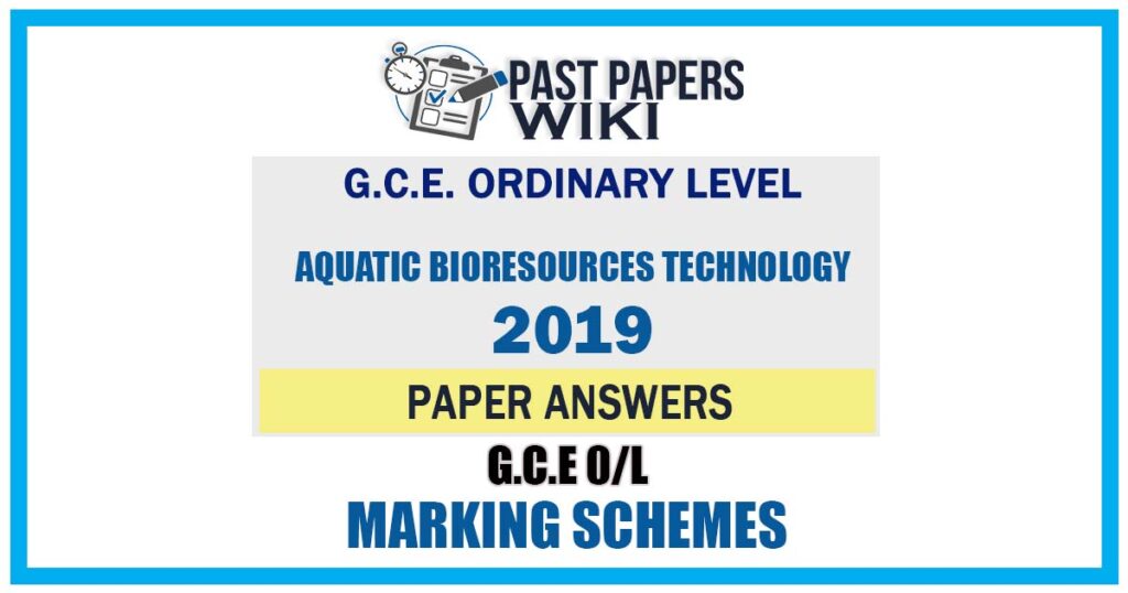 2019 O/L Aquatic Bioresources Technology Marking Scheme | Tamil Medium
