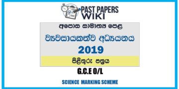 2019 O/L Entrepreneurship Studies Marking Scheme | Sinhala Medium