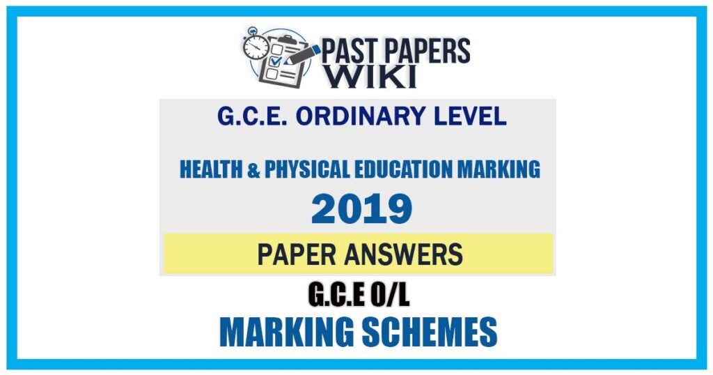 2019 O/L Health & Physical Education Marking Scheme | Tamil Medium