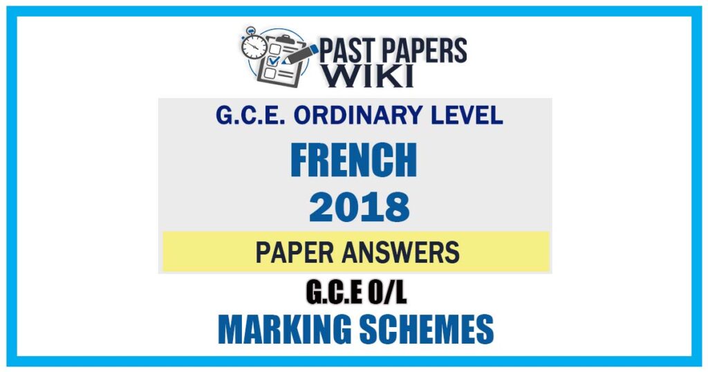 2018 O/L French Marking Scheme | English Medium