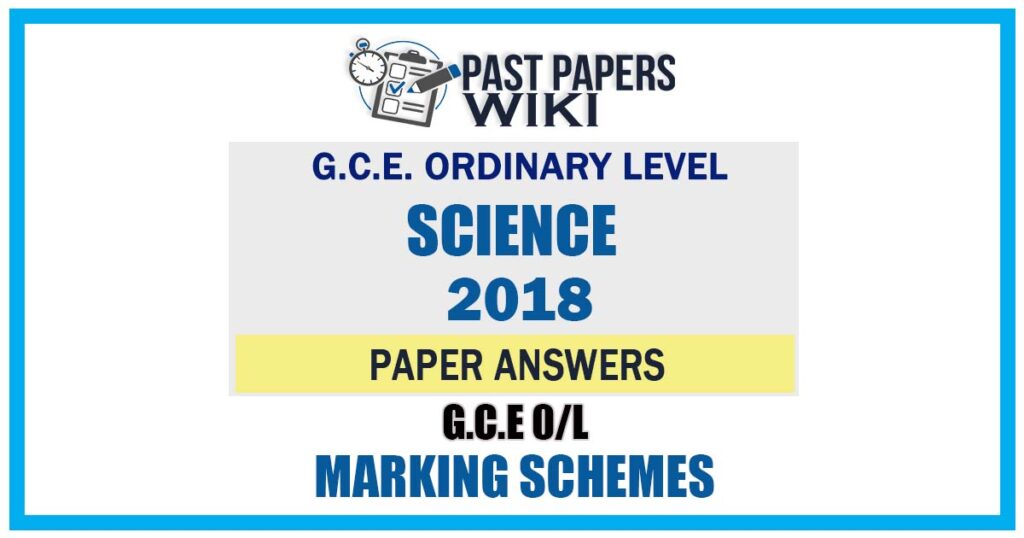 2018 O/L Science Marking Scheme | English Medium