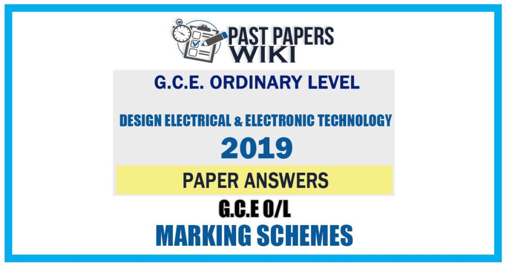 2019 O/L Design Electrical & Electronic Technology Marking Scheme | Tamil Medium