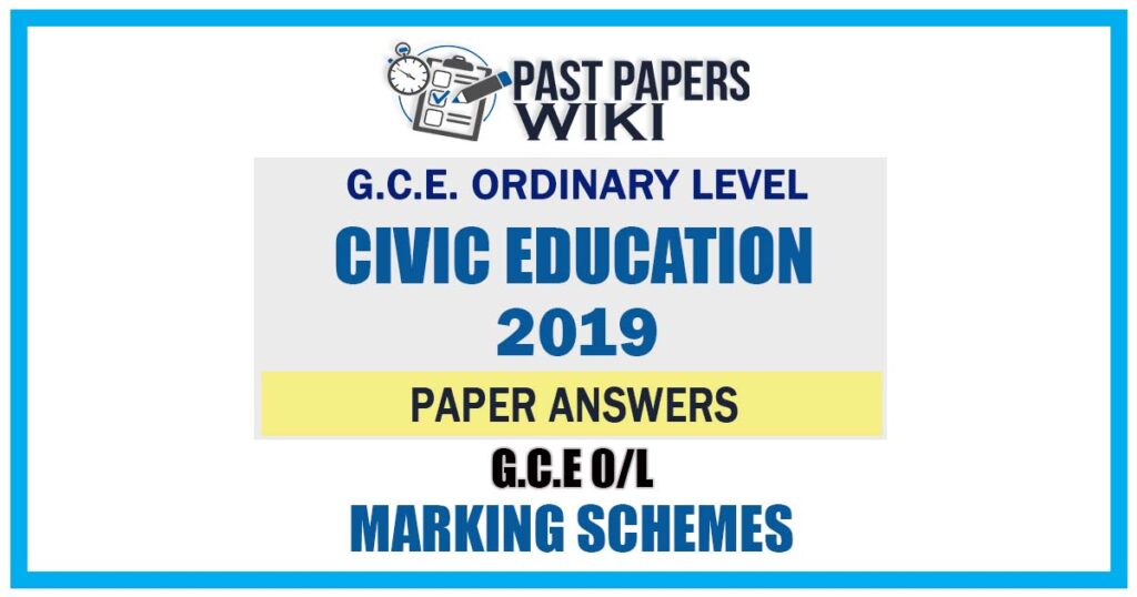 2019 O/L Civic Education Marking Scheme | English Medium