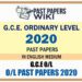 G.C.E. Ordinary Level Exam Past Papers 2020 with Answers – English Medium