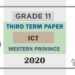 Grade 11 Information and Communication Technology Past Paper 2020 (3rd Term Test) | Western Province
