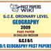 2009 O/L Geography Past Paper | English Medium