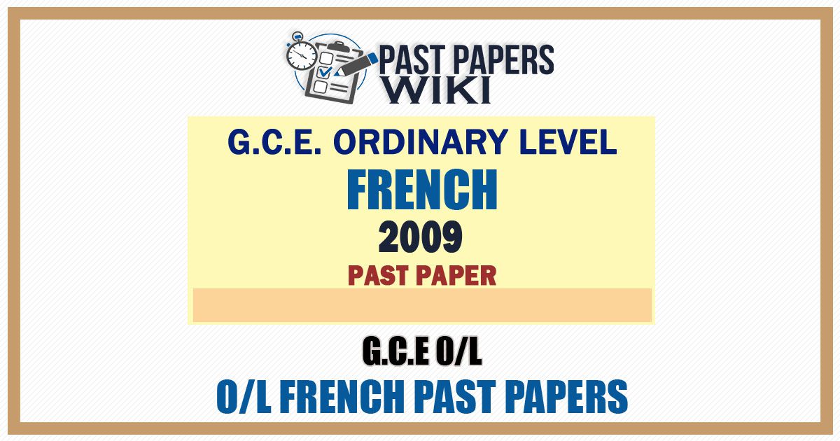 2009 O/L French Past Paper