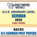 2016 O/L German Past Paper