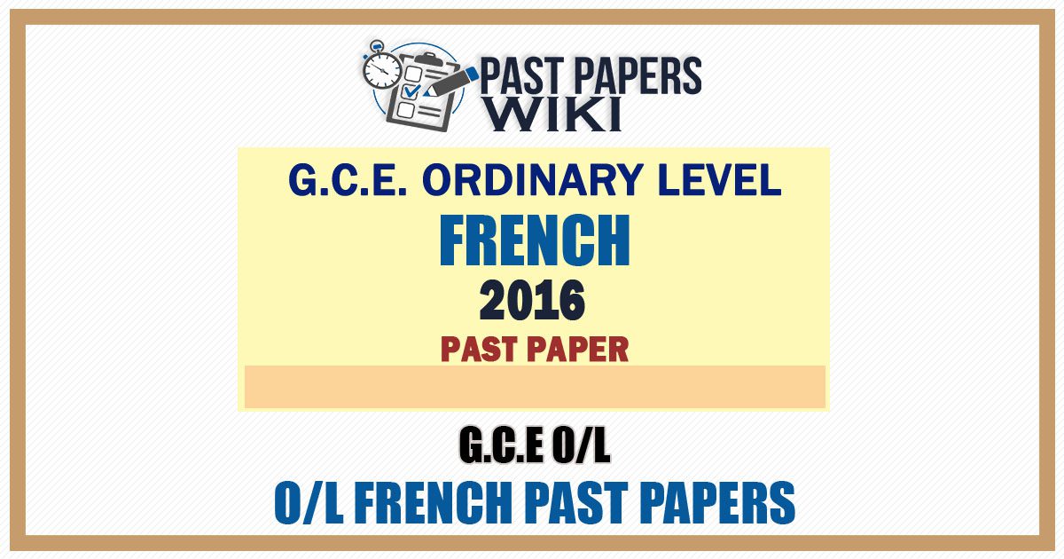 2016 O/L French Past Paper
