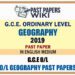 2019 O/L Geography Past Paper | English Medium