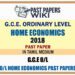 2018 O/L Home Economics Past Paper | Tamil Medium