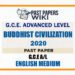 2020 A/L Buddhist Civilization Past Paper | English Medium