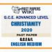 2020 A/L Christianity Past Paper | English Medium