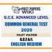 2020 A/L Common General Test Past Paper | English Medium