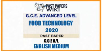 2020 A/L Food Technology Past Paper | English Medium