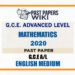 2020 A/L Mathematics Past Paper | English Medium