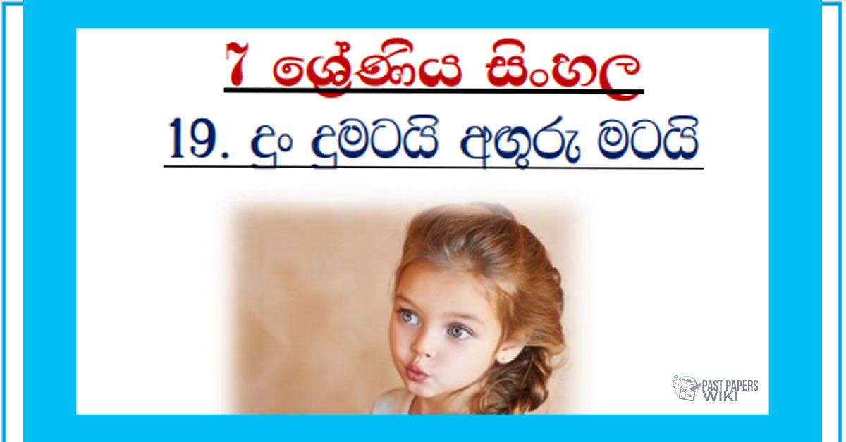 Grade 07 Sinhala Unit 19 | Dun Dumatai Anguru Matai