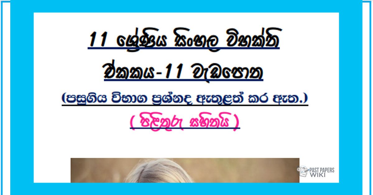 Grade 11 Sinhala Unit 11 | Vibakthi Workbook