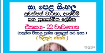 Grade 11 Sinhala Unit 22 | Prayogika Lekana Workbook