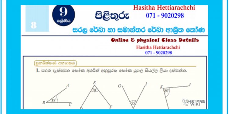 Grade 09 Mathematics Unit 08 | Angles Related To Straight Lines And Parallel Lines – textbook exercises