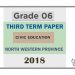 Grade 06 Civic Education 3rd Term Test Paper 2018 English Medium – North Western Province