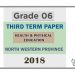 Grade 06 Health 3rd Term Test Paper 2018 English Medium – North Western Province