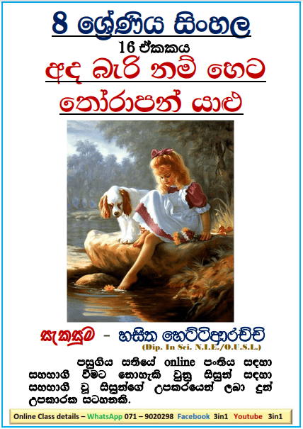 Grade 08 Sinhala Unit 16 | Ada Berinam Heta Thorapan Yalu