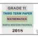Grade 11 Mathematics 3rd Term Test Paper 2018 English Medium – North Western Province