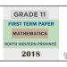 Grade 11 Mathematics 1st Term Test Paper 2018 English Medium – North Western Province