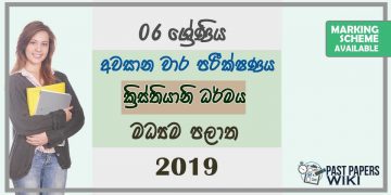 Grade 06 Christianity 3rd Term Test Paper with Answers 2019 Sinhala Medium - Central Province