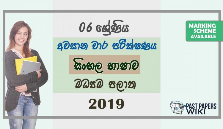 Grade 06 Sinhala 3rd Term Test Paper with Answers 2019 Sinhala Medium - Central Province