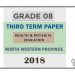 Grade 08 Health 3rd Term Test Paper 2018 English Medium – North Western Province