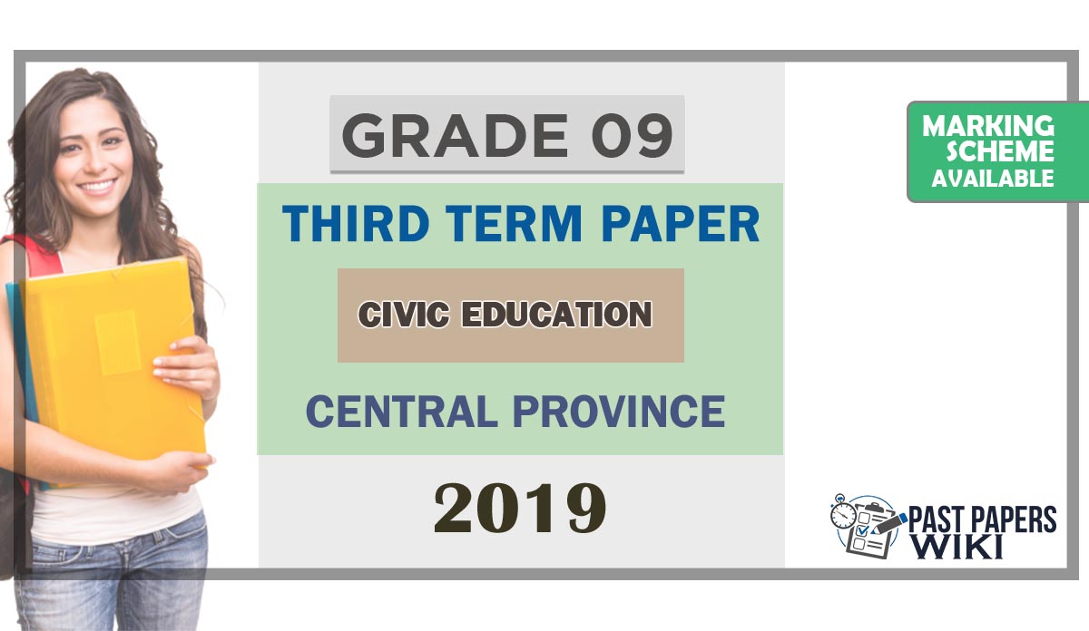 Grade 09 Civic Education 3rd Term Test Paper 2019 English Medium – Central Province