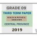 Grade 09 Health 3rd Term Test Paper 2019 English Medium – Central Province