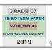Grade 07 Mathematics 3rd Term Test Paper 2019 English Medium – North Western Province