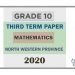 Grade 10 Mathematics 3rd Term Test Paper 2020 English Medium – North Western Province