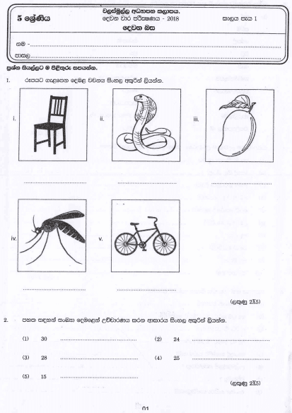 Grade 05 Tamil 2nd Term Test Paper 2018 Sinhala Medium – Walasmulla Zone