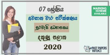 Grade 07 Civics 3rd Term Test Paper 2020 Sinhala Medium – Southern Province