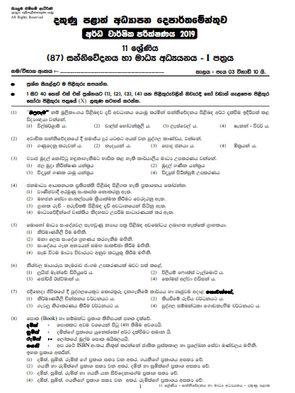  Grade 11 Communication And Media Studies 2nd Term Test Paper with Answers 2019 Sinhala Medium - Southern Province