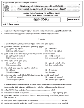 2023(2024) Grade 09 Buddhism 3rd Term Test Paper | North Western Province