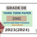 2023(2024) Grade 08 Civic 3rd Term Test Paper (English Medium) | North Western Province