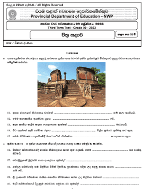 2023(2024) Grade 09 Art 3rd Term Test Paper | North Western Province